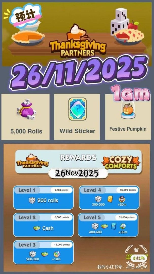 Monopoly Go: Evento Ringraziamento Partner - Slot Di Trasporto Completo SUPER RUSH, 1 Slot Disponibile