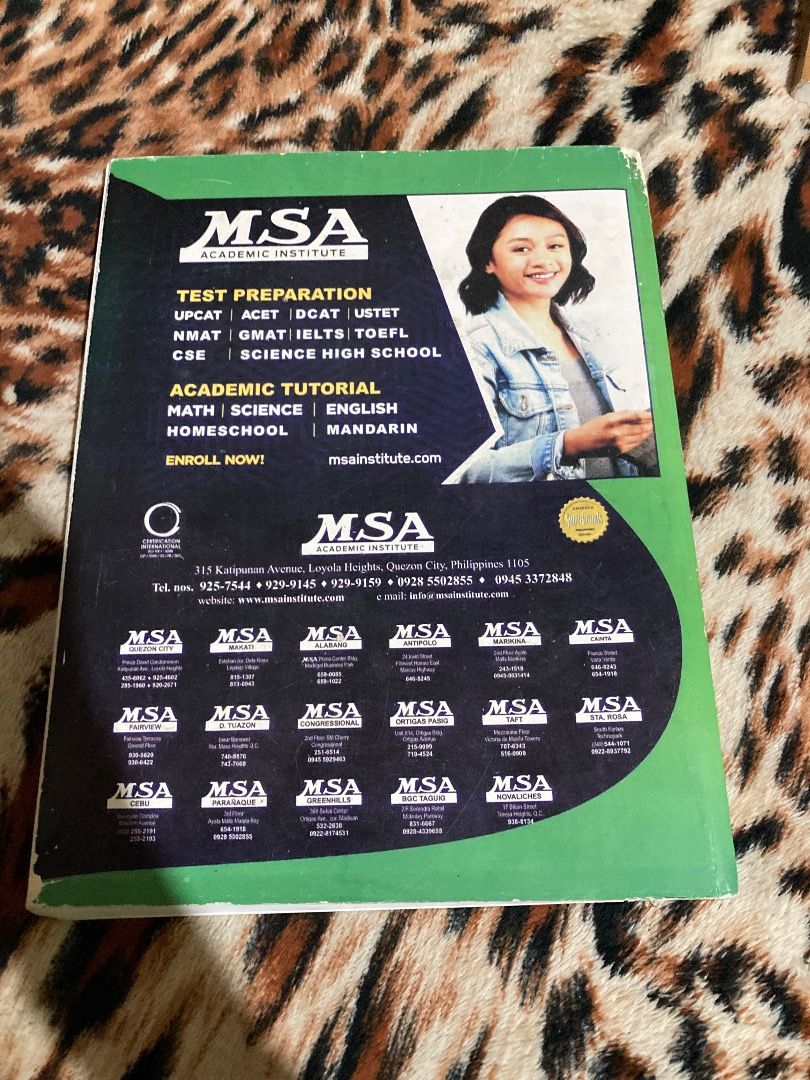 MSA BOOK BUNDLE (test reviewer & solutions manual (Category: Textbooks) located in Tagbilaran City. Submitted by kafkaasque (Listing ID 1406275540, Image 2). Description: MSA BOOKS BUNDLE SCAT UPCAT, ACET, DCAT, USTET (test reviewer & solutions manual) dm me for more pics and questions😜 .