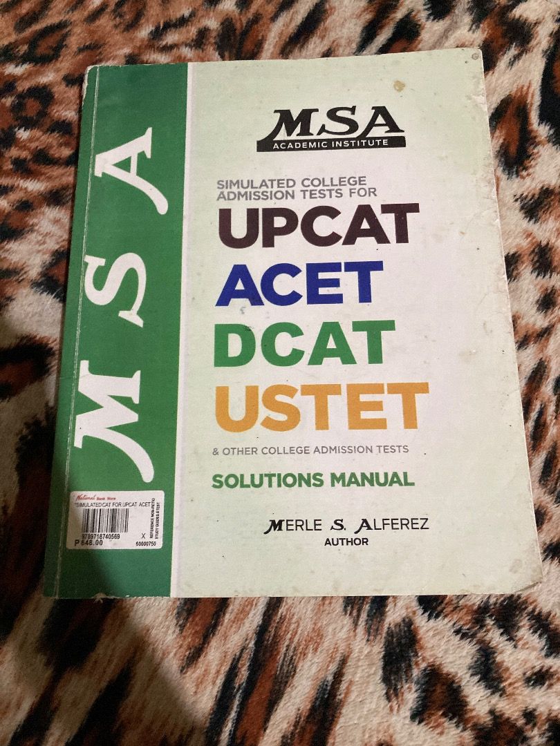 MSA BOOK BUNDLE (test reviewer & solutions manual (Category: Textbooks) located in Tagbilaran City. Submitted by kafkaasque (Listing ID 1406275540, Image 3). Description: MSA BOOKS BUNDLE SCAT UPCAT, ACET, DCAT, USTET (test reviewer & solutions manual) dm me for more pics and questions😜 .