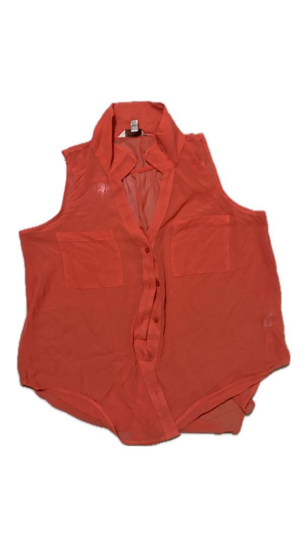 Orange See Through Sleeveless (Category: Sleeveless) located in Dasmarinas. Submitted by _decluttercorner (Listing ID 1406249119, Image 1). Description: rfs: decluttering .