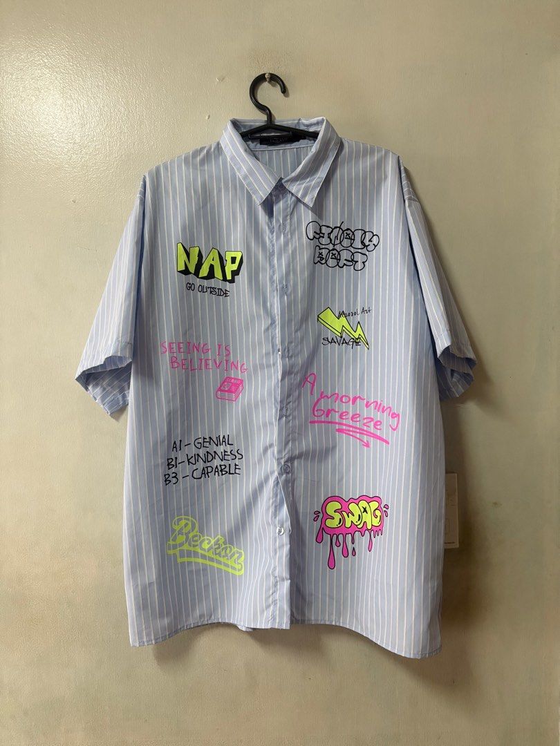 Printed polo (Category: Tshirts & Polo Shirts ) located in Taguig. Submitted by roxjl (Listing ID 1406126609, Image 1). Description: One time lang na suot for picture Got this on Japan local store.
