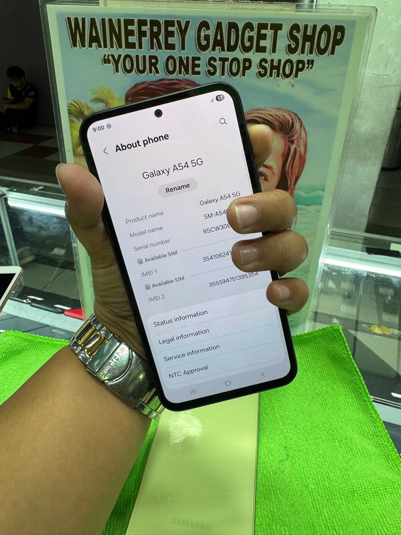 Samsung A54 5G 8/256 (Category: Samsung) located in San Juan City. Submitted by wainefreygadgetshop (Listing ID 1406229830, Image 3). Description: Samsung A54 5G 8/256gb (PLEASE SEARCH NYO NALANG FULL SPECS) ALL GOODS AT WORKING NO REPAIR HISTORY GAMING PHONE PEDE PANG BACK UP PHONE CAMERA SOBRANG LINAW ,makinis pede sa maarte bawal sa nag iinarte check to sawa bago bayaran. NO ISSUE GAWAN MO NALANG 😊 For fast transaction call/text 09279452049,0