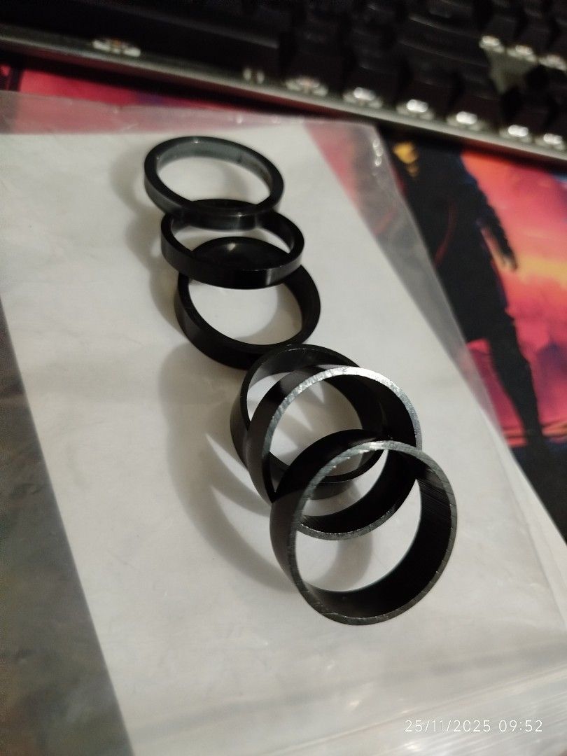 Spacers for steerer tube (Category: Bicycles) located in Quezon City. Submitted by crci12 (Listing ID 1406109104, Image 2). Description: Various spacers for steerer tube Slightly used In good condition Actual pictures posted What you see is what you get 3pcs 10mm alloy spacer 1pc 7.5mm alloy spacer 1pc 5mm alloy spacer 1pc 5mm plastic spacer All for P50 only Meet ups: *Simplicity mini stop commonwealth ave., balara, qc. *Kindly send us a message 