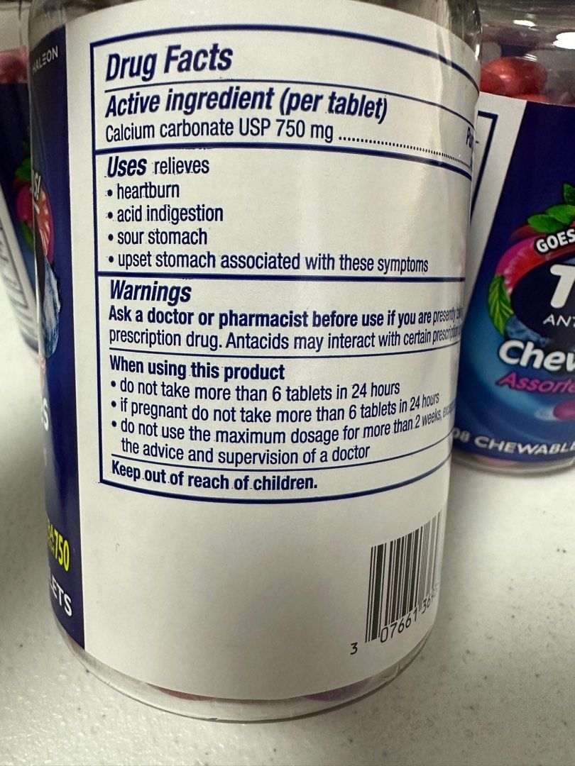 Tums Antacid from US (Category: Health Food, Drinks & Tonics) located in Cavite. Submitted by jazz.shop (Listing ID 1406163884, Image 3). Description: - Tums Chewy Bites Antacid (assorted berries, 108 tablets) - Tums expiration date: 2027/12.
