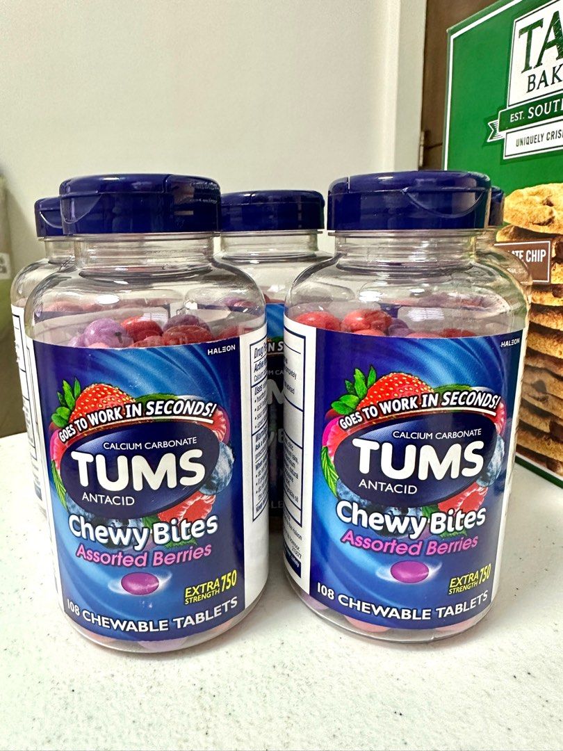 Tums Antacid from US (Category: Health Food, Drinks & Tonics) located in Cavite. Submitted by jazz.shop (Listing ID 1406163884, Image 1). Description: - Tums Chewy Bites Antacid (assorted berries, 108 tablets) - Tums expiration date: 2027/12.