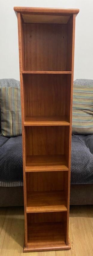Wooden Bookshelf with Shelves (Category: Shelves, Cabinets & Racks) located in Quezon City. Submitted by crbphl (Listing ID 1406106887, Image 1). Description: Wood Laminate Shelf Tower Ideal for small books, ornaments, Gaming CDs and DVDs Space saving, Easy to clean, Sturdy Good quality laminate. Easily Fits 19-26 CDs and 13DVDs per level Dimensions H 44.5” W 10” top D 8” Item available for pick up in QC Cash payment upon pick up or thru BDO pr B