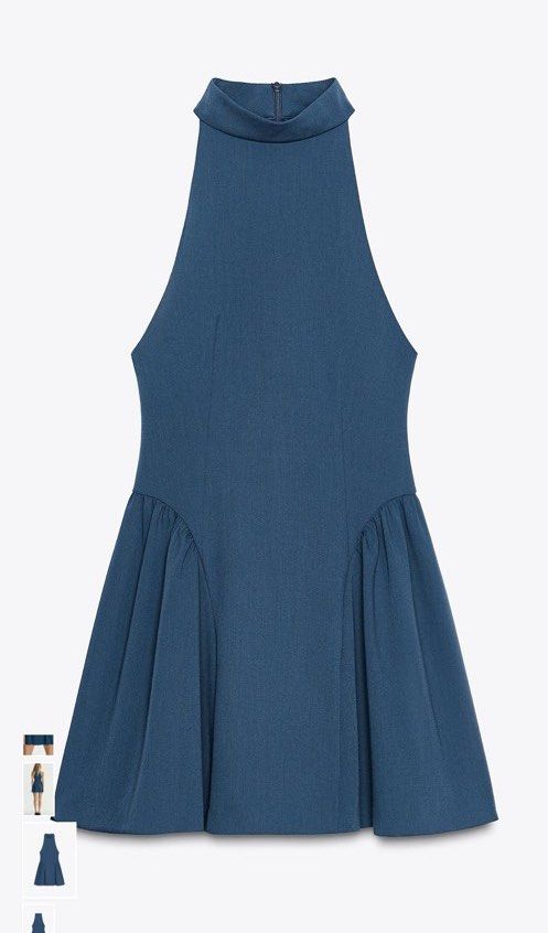 FREE SHIPPING! Zara Blue Halter Neck Dress (Category: Dresses) located in San Pablo. Submitted by millydeclutters (Listing ID 1406181767, Image 2). Description: Used once only! Bought for 2795 in Zara BGC. - Halter neck design - Fit-and-flare silhouette - Unique pleated skirt detail - Solid blue color - Sleeveless - Perfect for a night out or special occasion -Super nice fabric and hugs your body (slightly stretchable) My body measurements Bust- 