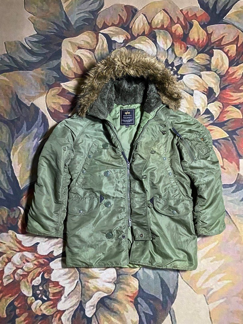 ALPHA INDUSTRIES N-3B FLIGHT JACKET (Category: Coats, Jackets and Outerwear) located in Bato. Submitted by pickpicpost (Listing ID 1406447912, Image 1). Description: IN EXCELLENT CONDITION COLORATE 9/10 MINIMAL SIGN OF USAGE DIMES 25.5 x31” SLEEVE LENGTH 28” .