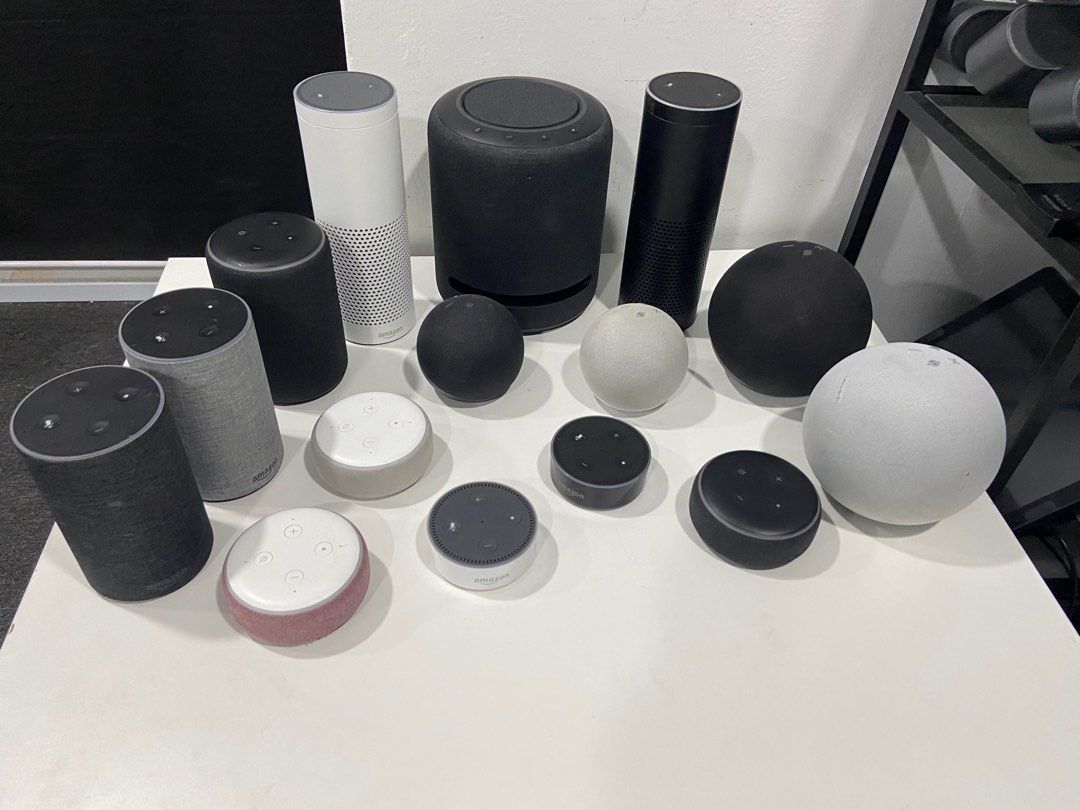 Amazon Echo Dot, Echo, Echo Plus, and Echo Studio (Category: Soundbars, Speakers & Amplifiers) located in Kuala Lumpur. Submitted by daniel31971 (Listing ID 1406448068, Image 1). Description: Condition all working Charger not included All have different prices .