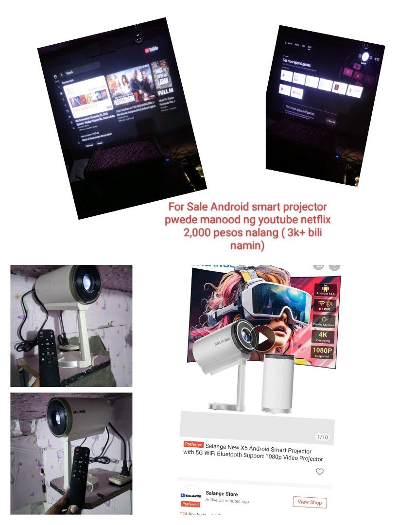 Android Smart Projector (Category: Projectors) located in Marikina City. Submitted by arrarianajoyce (Listing ID 1406326382, Image 1). Description: android smart projector android 13 can be connected to bluetooth and wifi built in speaker .