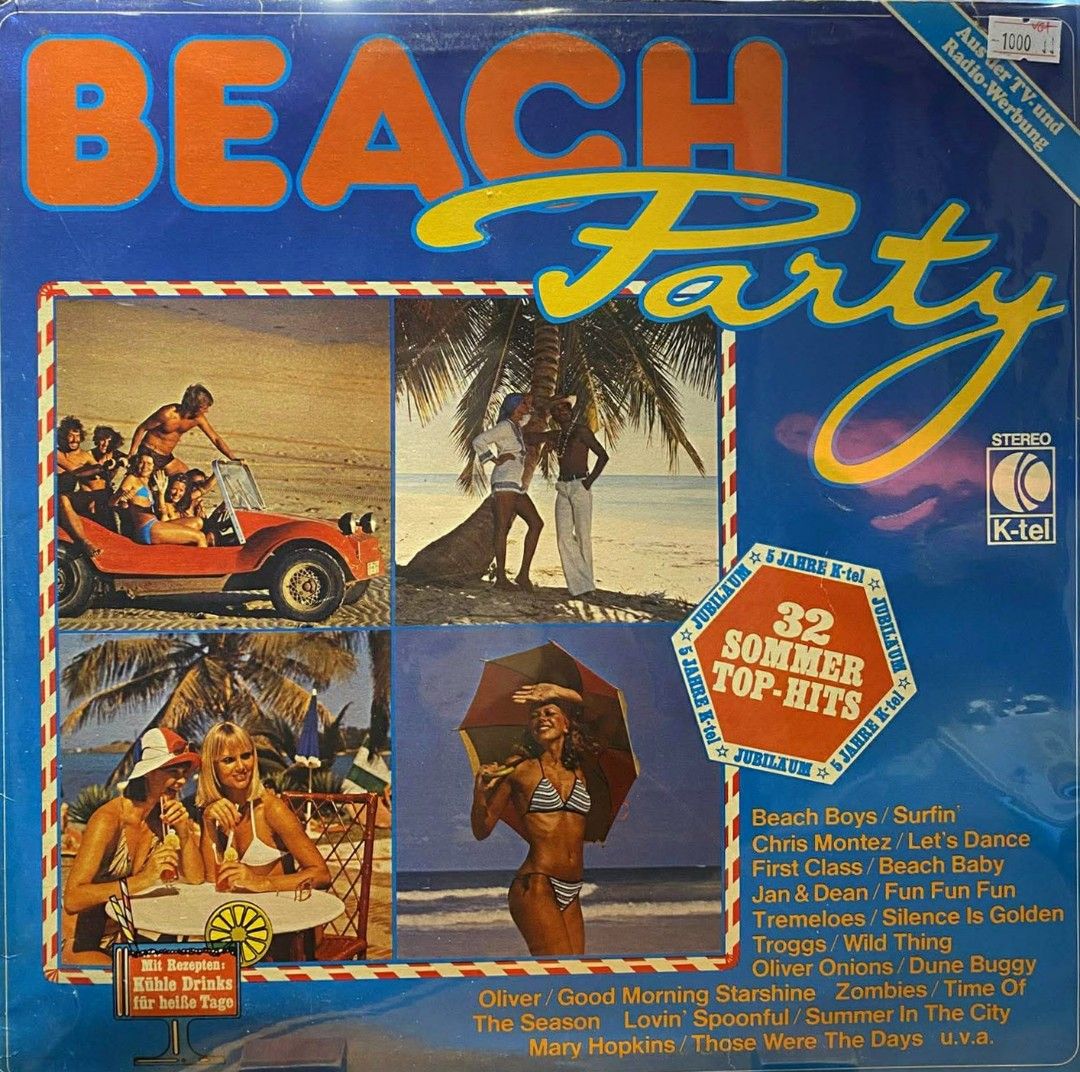 Beach Party Vinyl Record (Category: Vinyls) located in Quezon City. Submitted by pooh_laa (Listing ID 1406297957, Image 1). Description: Vintage Beach Party vinyl record featuring 32 summer top hits. Includes tracks by Beach Boys, Chris Montez, Jan & Dean, Tremeloes, Oliver Onions, and more. The album cover showcases a vibrant beach theme with various scenes. A great addition for vinyl collectors and music enthusiasts. VG+ Condition .