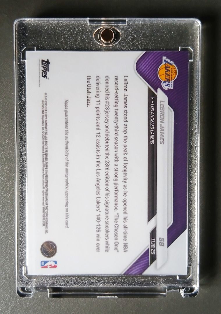 Custom card | LeBron James - Debut 23rd Season (Category: Raw Singles) located in Marikina City. Submitted by mattmark1983 (Listing ID 1406393218, Image 2). Description: This custom-designed card is an exclusive collectible, created for display and personal enjoyment. Please note, this card is not an officially licensed or graded item, and is intended for personal collection or display purposes only—not for investment. Specification: * Custom car