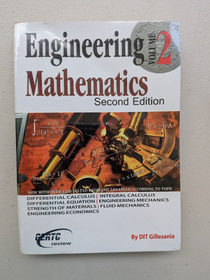 Engineering Mathematics Volume 2 Second Edition (Category: Textbooks) located in Quezon City. Submitted by geloboy10 (Listing ID 1406353434, Image 1). Description: The product is sold AS IS - Engineering Mathematics Volume 2, 2nd Edition - By DIT Gillesania - Topics covered: - Differential Calculus - Integral Calculus - Differential Equation - Engineering Mechanics - Strength of Materials - Fluid Mechanics - Engineering Economics - Published by G