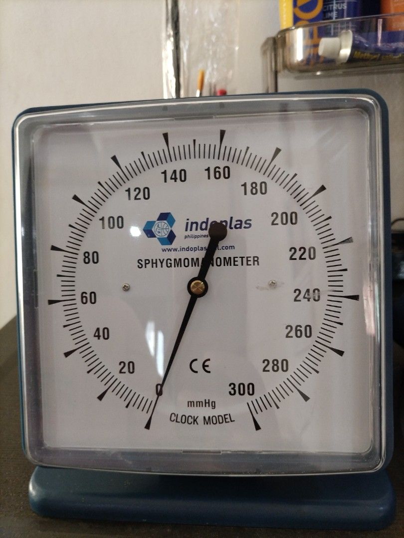 Indoplas Sphygmomanometer with Stethoscope (Category: Medical Supplies & Tools) located in Manila. Submitted by nittygritty2 (Listing ID 1406365827, Image 1). Description: Set includes an Indoplas sphygmomanometer (clock model) and a stainless steel stethoscope. The sphygmomanometer has a large 14cm diameter dial and is designed for desk or wall mounting. The stethoscope is a deluxe type with a dual head and inner spring binaural tubing assembly.