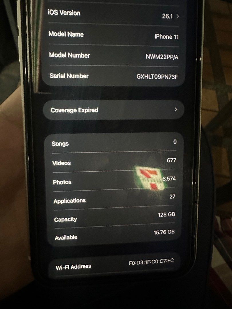 iPhone 11 (Category: iPhone 11 Series) located in Manila. Submitted by alexcara (Listing ID 1406421710, Image 2). Description: - iPhone 11 white 128gb - bought from beyond the box - 83% batt health - no issue - 1 year old - meet up around metro manila - unli check - complete with box - fixed .