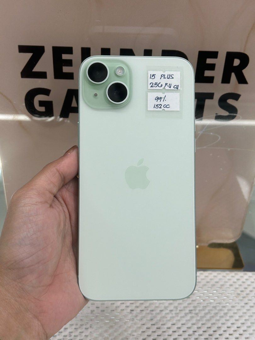 iPhone 15 PLUS 256GB OPENLINE (NTC APPROVED) (Category: iPhone 15 Series) located in San Juan City. Submitted by desireebayal96 (Listing ID 1406440626, Image 1). Description: iPhone 15 Plus (MINT) * NTC APPROVED * OPENLINE * ANY SIM * 99% BATTERY HEALTH (ORIGINAL NOT BOOSTED CAN CHECK 3UTOOLS) * 152 CYCLE COUNT * 98% SMOOTH * NO DENTS * NO ISSUE * NO HISTORY OF REPAIR * NOT REFURBISHED * FACE ID & TRUETONE WORKING * WITH CORD TYPE-C OPEN FOR COD 