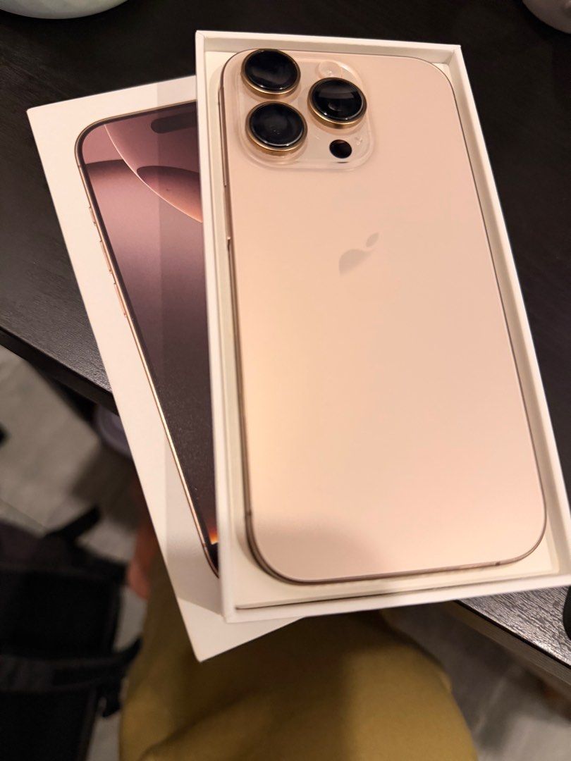 my Iphone 16 Pro 256gb Dual Sim (HK Variant) (Category: iPhone 16 Series) located in Paranaque City. Submitted by blackpanther0101 (Listing ID 1406351995, Image 3). Description: Selling my Iphone 16 Pro 256gb Dessert Titanium Dual Sim (HK Variant) Battery Capacity: 91% Complete Box Set Unused Cable Charger No scratches With tempered glass & case since day 1 With Camera Cover With extra tempered glass .