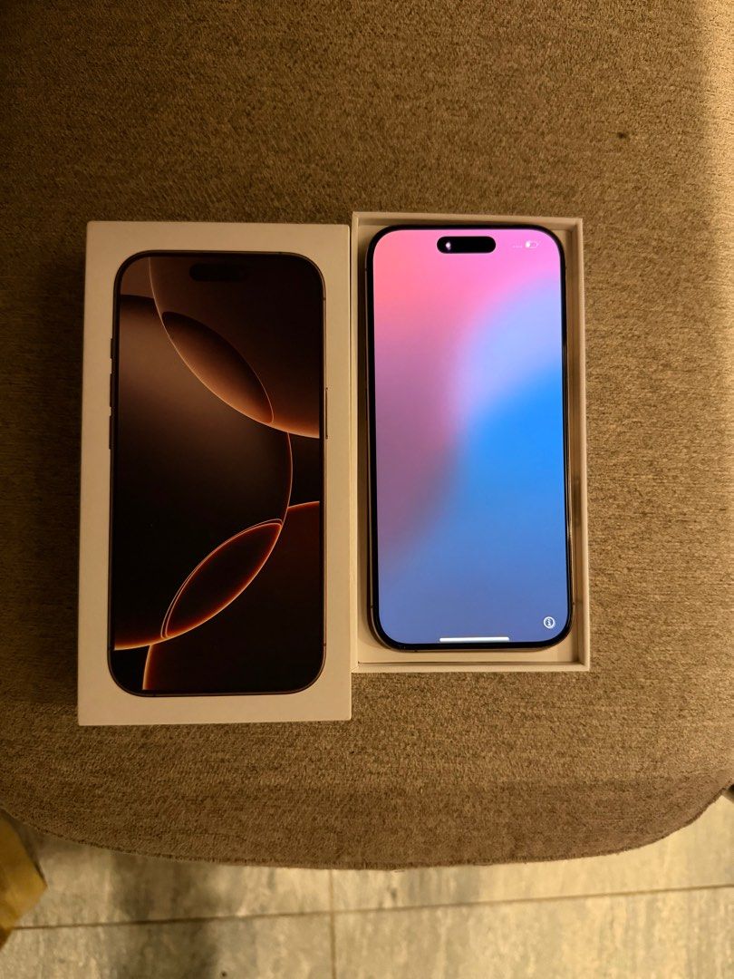 my Iphone 16 Pro 256gb Dual Sim (HK Variant) (Category: iPhone 16 Series) located in Paranaque City. Submitted by blackpanther0101 (Listing ID 1406351995, Image 2). Description: Selling my Iphone 16 Pro 256gb Dessert Titanium Dual Sim (HK Variant) Battery Capacity: 91% Complete Box Set Unused Cable Charger No scratches With tempered glass & case since day 1 With Camera Cover With extra tempered glass .