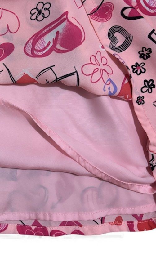 Pink Heart Print Dress (Category: Babies & Kids Fashion) located in Subic. Submitted by kylys.corner (Listing ID 1406395241, Image 3). Description: - Pink dress with all-over heart print - Ruffled neckline - Gathered waist - Lightweight, flowy fabric - Back zipper closure - Fully lined “Item is like new. It has small defects as shown in the photo, but they are not visible once worn.”.
