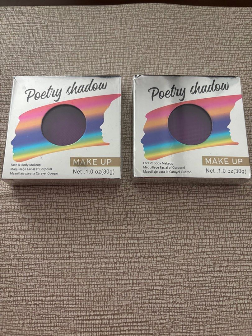 Poetry Shadow - Face & Body Paint (Category: Makeup) located in Taguig. Submitted by gsteezy (Listing ID 1406310474, Image 1). Description: Face & Body paint Water based Sealed - Two Poetry Shadow eyeshadows - Deep purple color - Each pan: 30g - For face and body makeup - Made in China.