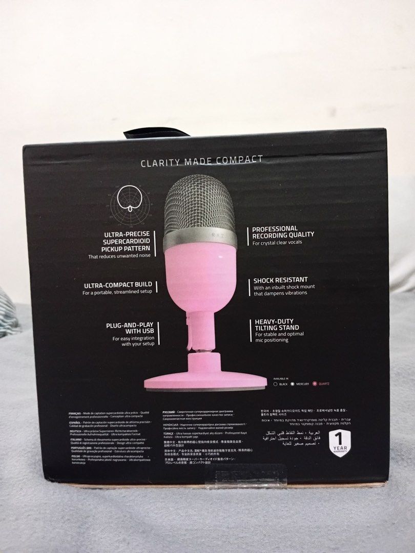 Raizer Seiren Mini Pink Condenser Microphone (Category: Microphones) located in Manila. Submitted by fashfab (Listing ID 1406438876, Image 2). Description: brand new sealed.