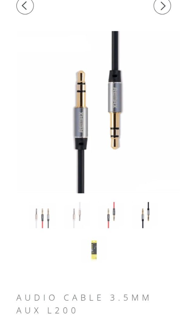 Remax Brand Audio Cable (Category: Portable Audio Accessories) located in Taguig. Submitted by mgaabubotniligaya (Listing ID 1406400483, Image 2). Description: ❗Paalala : Not tested but brand new with box ❗Bawal sa maarte at maselan ❗No return. No exchange. No refund ❗All items as is declared 📍Location: Wawa / Sta. Ana, Taguig 🛵Lalamove and Pick Up Only 💸Payment First thru GCash / PayMaya and other Banks Check out our shop, baka andito hinahan