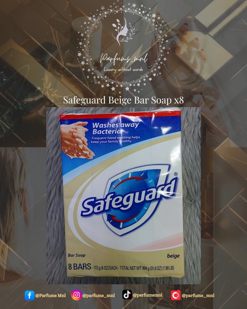 Safeguard Beige Bar Soap ×8 (Category: Bath) located in Manila. Submitted by parfums_mnl (Listing ID 1406446628, Image 1). Description: Safeguard Beige Bar Soap ×8 ❗PLS. READ❗ ⚠️Prices may change without prior notice❗ ✅All of our perfumes/products are 101% Guaranteed Original ✅Onhand Manila PH 🇵🇭 ✅All are Brand New In Box (BNIB) /Sealed ✅ALL PICTURES ARE ACTUAL. What you see in the picture, is what you will get! ❌❌NO To FAKES❌❌ ❌❌NO To IMITATIO