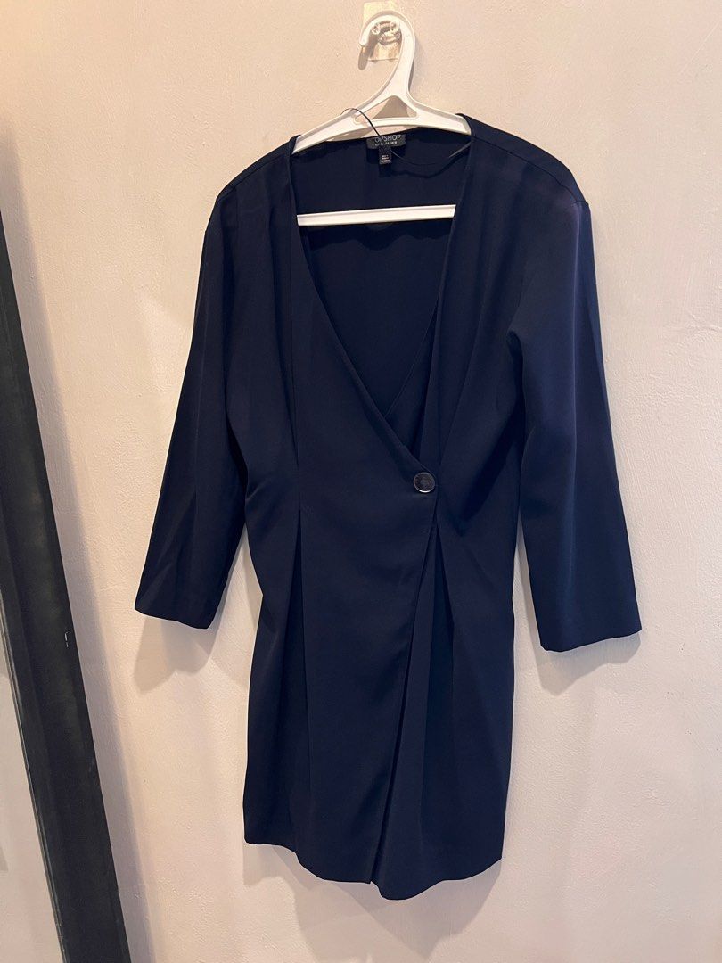 Topshop Navy Wrap Dress (Category: Dresses) located in Quezon City. Submitted by disposing (Listing ID 1406359946, Image 1). Description: Needs washing as this item was stored for months/years. All items listed are personally owned & used Gcash/BDO For same-day delivery via Lalamove/Grab or self-collection only at Xavierville 2 Quezon City 1.