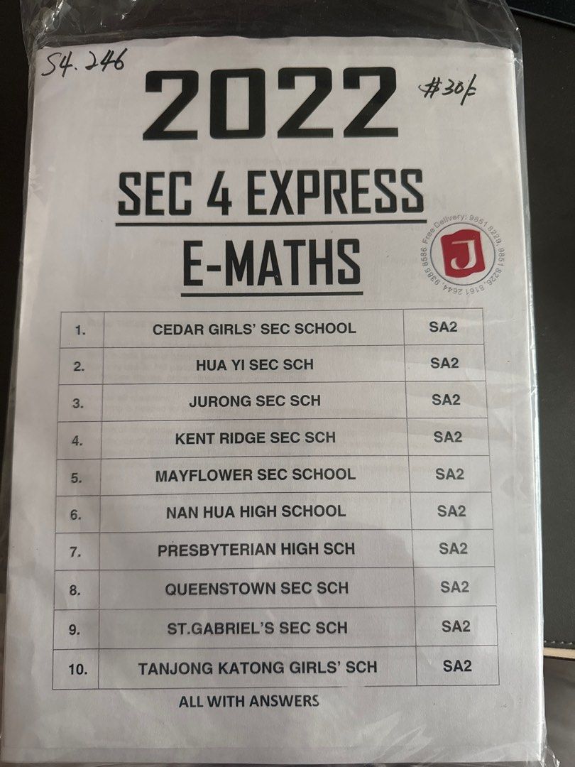 2022 Sec 4 Express E-Maths SA2 Practice Papers, Hobbies & Toys, Books ...
