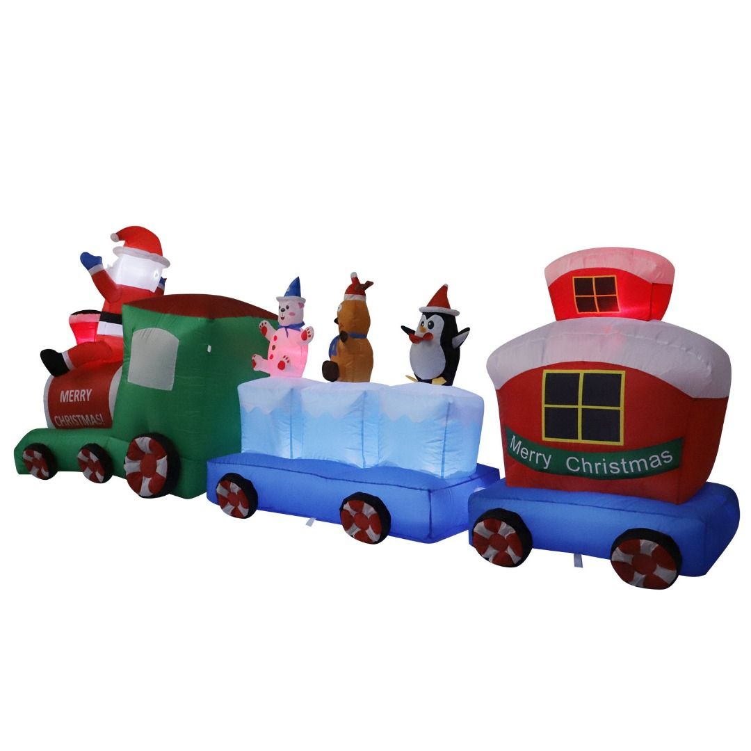 Christmas inflatable train with built-in lights 220v 9ft. long (Category: Other Home Decor) located in Quezon City. Submitted by lhanex (Listing ID 1406494777, Image 3). Description: inflatable Christmas train features built-in lights to create a festive atmosphere for both indoor and outdoor spaces. Made from durable polyester, it's the perfect holiday decoration for homes, patios, gardens, parties, and more 9ft long.