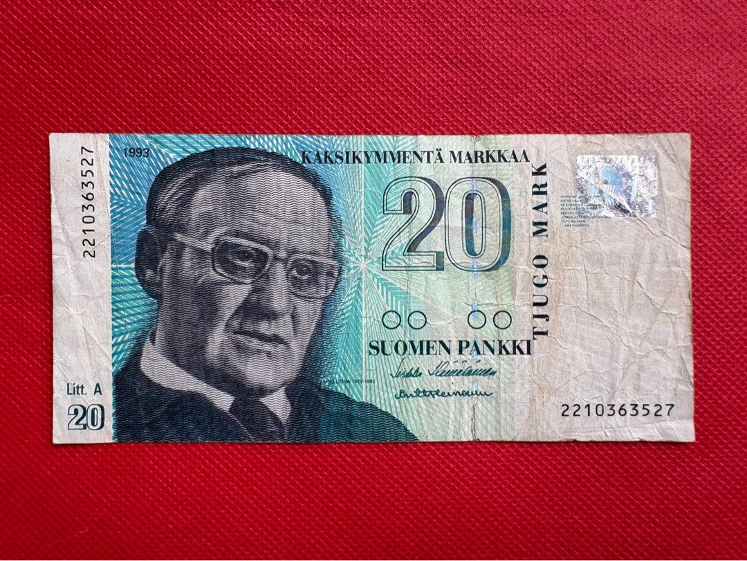 Finland 20 Markka VF 1993 Banknote, Hobbies & Toys, Collectibles ...