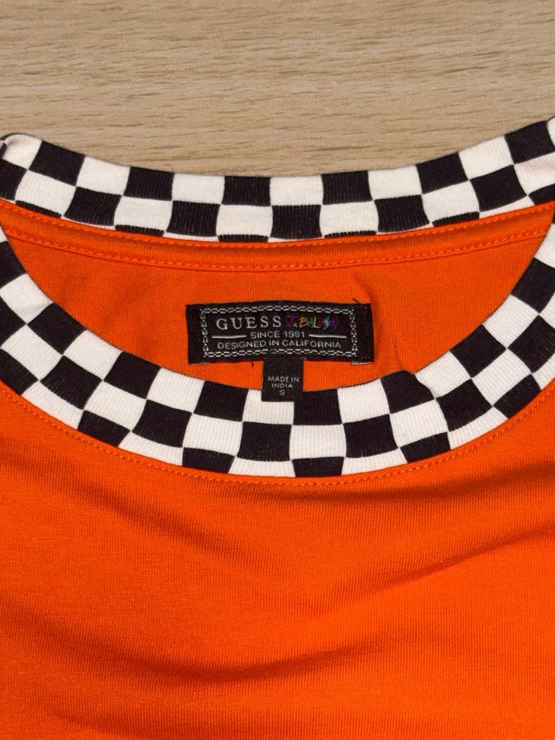 Guess x J Balvin T-shirt (Category: Tshirts & Polo Shirts ) located in Antipolo. Submitted by drren_ (Listing ID 1406566817, Image 3). Description: - Orange Guess T-shirt - J Balvin Collaboration - Size S - W:22 L:29 - 10/10 Condition - Used Once .