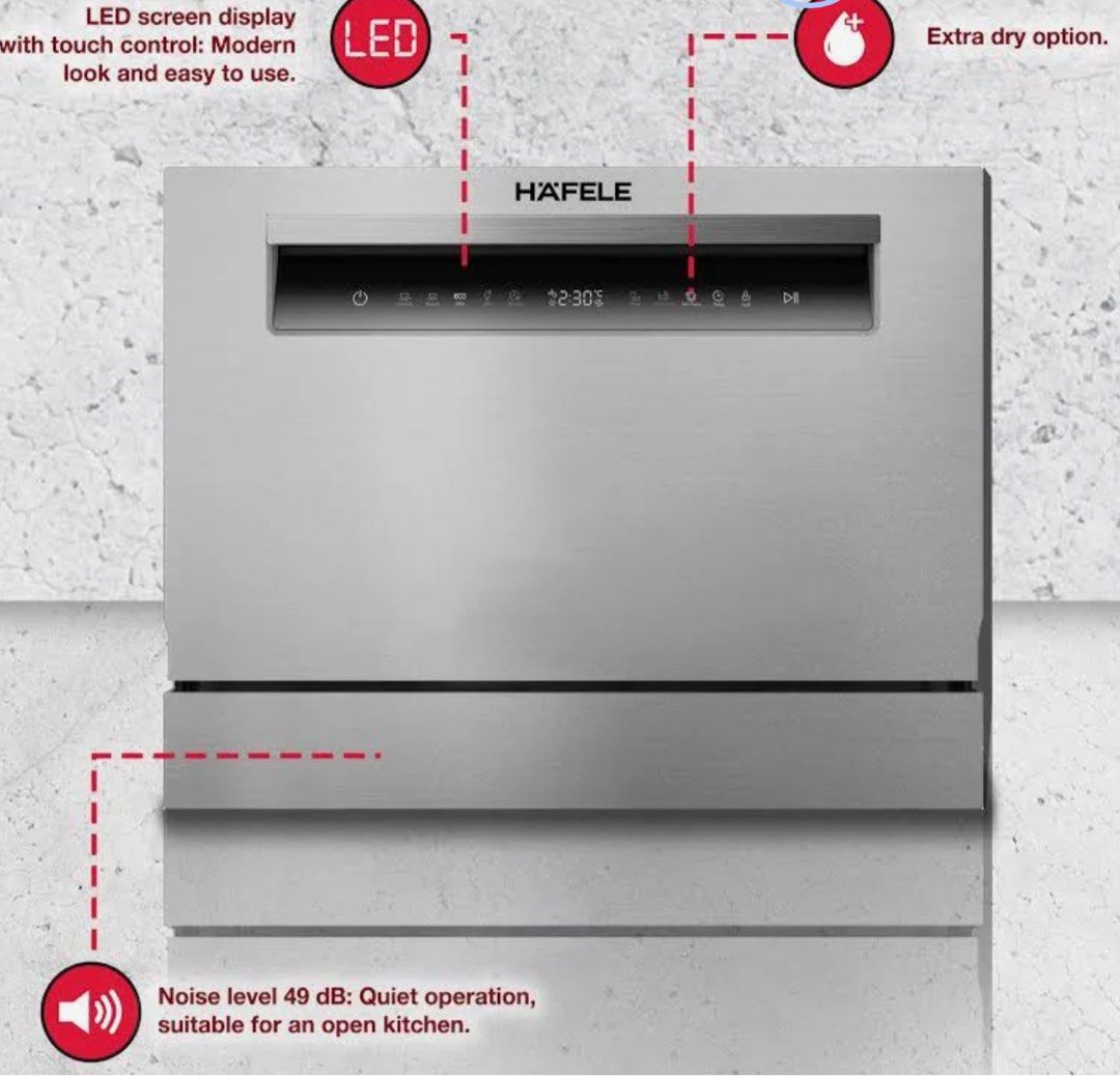 Hafele Countertop Dishwasher Bnew (Category: Dishwasher) located in Paranaque City. Submitted by avec21 (Listing ID 1406631283, Image 2). Description: Hafele Dishwasher Freestanding Tabletop Bnew RFS: Extra unit - bought a smaller one Pick-up in BGC or Paranaque. Sf c/o buyer..