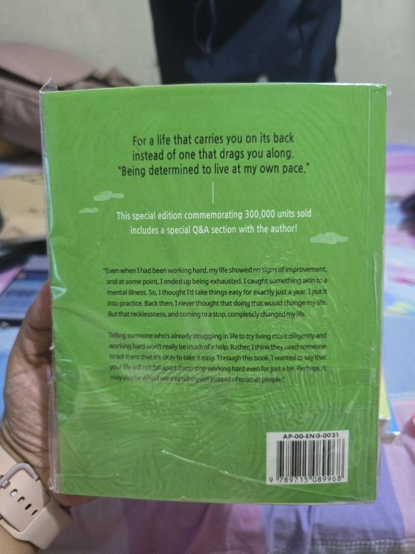 I Almost Worked Too Hard Book (Category: Storybooks) located in Manila. Submitted by engr.ela (Listing ID 1406501618, Image 2). Description: Book is titled "I Almost Worked Too Hard" and is about the art of slowing down in this fast-paced world. It is a special edition commemorating 300,000 units sold and includes a special Q&A section with the author. The book is translated by Cassandra Dela Cruz and published by Pop Originals. - You can message