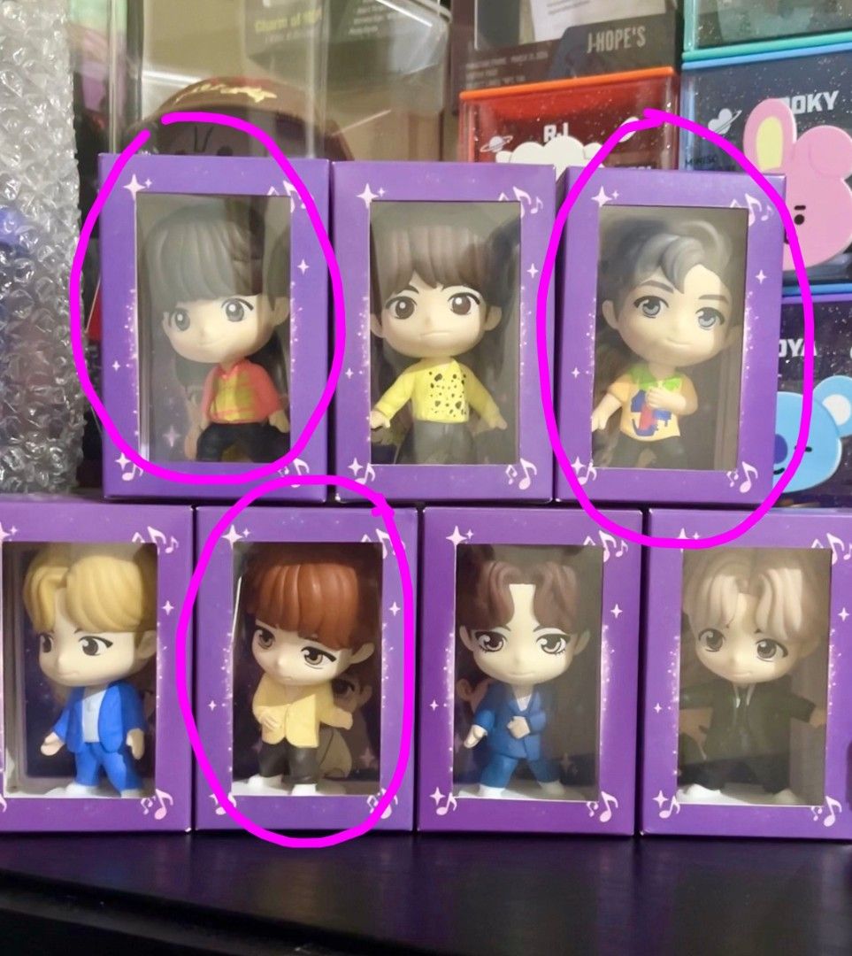 McDo x BTS Tiny Tan Happy Meal Collectibles (Category: K-Wave Merchandise) located in San Juan City. Submitted by thehaulworld (Listing ID 1406580148, Image 2). Description: ✅ McDonalds X BTS Tiny Tan Collectibles ✅ Photocard Included ✅ Modified Box (with window acetate) Included (as pictured) ✅ Available: RM.