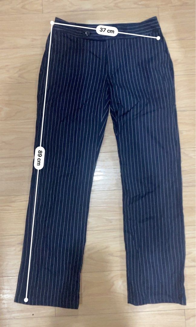 Navy Blue Pinstripe Pants (Category: Other Bottoms) located in Rizal. Submitted by protractor (Listing ID 1406625868, Image 3). Description: - Navy blue pinstripe pants - MOP: Gcash - SF shoulder by Buyer Office? Siren Aesthetic? I gotchu! 🥰.