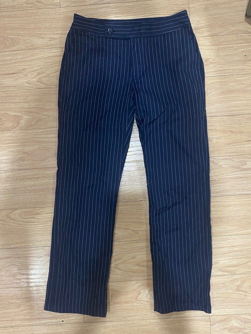 Navy Blue Pinstripe Pants (Category: Other Bottoms) located in Rizal. Submitted by protractor (Listing ID 1406625868, Image 1). Description: - Navy blue pinstripe pants - MOP: Gcash - SF shoulder by Buyer Office? Siren Aesthetic? I gotchu! 🥰.