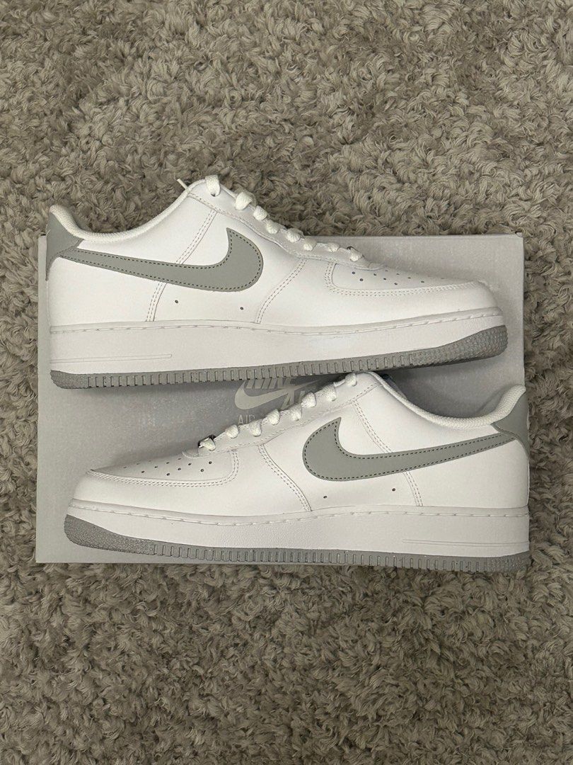 Nike Air Force 1 '07 Smoke Grey White (Category: Sneakers) located in Caloocan City. Submitted by luckynumber18 (Listing ID 1406494429, Image 1). Description: - Nike Air Force 1 '07 - White leather upper - Smoke grey swoosh and outsole - Size: 10.5 US men's / 12 US women's - Includes original box - Perfect for everyday wear.