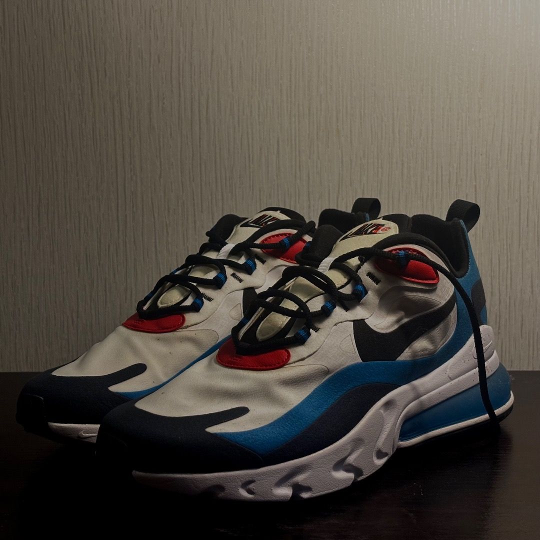 Nike Air Max 270 React Photo Blue University Red (Category: Sneakers) located in Muntinlupa City. Submitted by kenhahimself (Listing ID 1406548696, Image 3). Description: Selling my Nike Air Max 270 React in the Photo Blue / University Red colorway. Worn only a few times and kept in great condition. No major flaws, no heavy creasing, and soles are still clean. These are extremely comfortable thanks to the Air Max 270 cushioning and React foam, ma