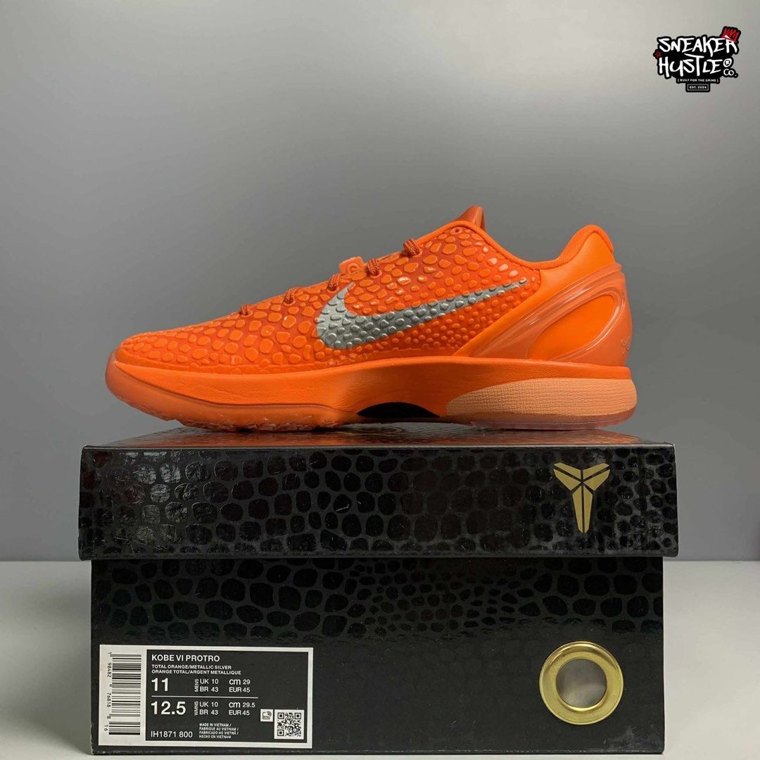 Nike Kobe VI Protro - Orange (Category: Sneakers) located in Quezon City. Submitted by jsneakers-golds (Listing ID 1406601607, Image 3). Description: All sizes available my actual photo posted ✅ Preorder or same day delivery also available Location Quezon City For order minimum downpayment of ₱500 remaining balance can be cod by Lalamove or Lbc Accepted payment is gcash or bank Or cash on delivery accepted ☑️ Message me for order 📥📨.