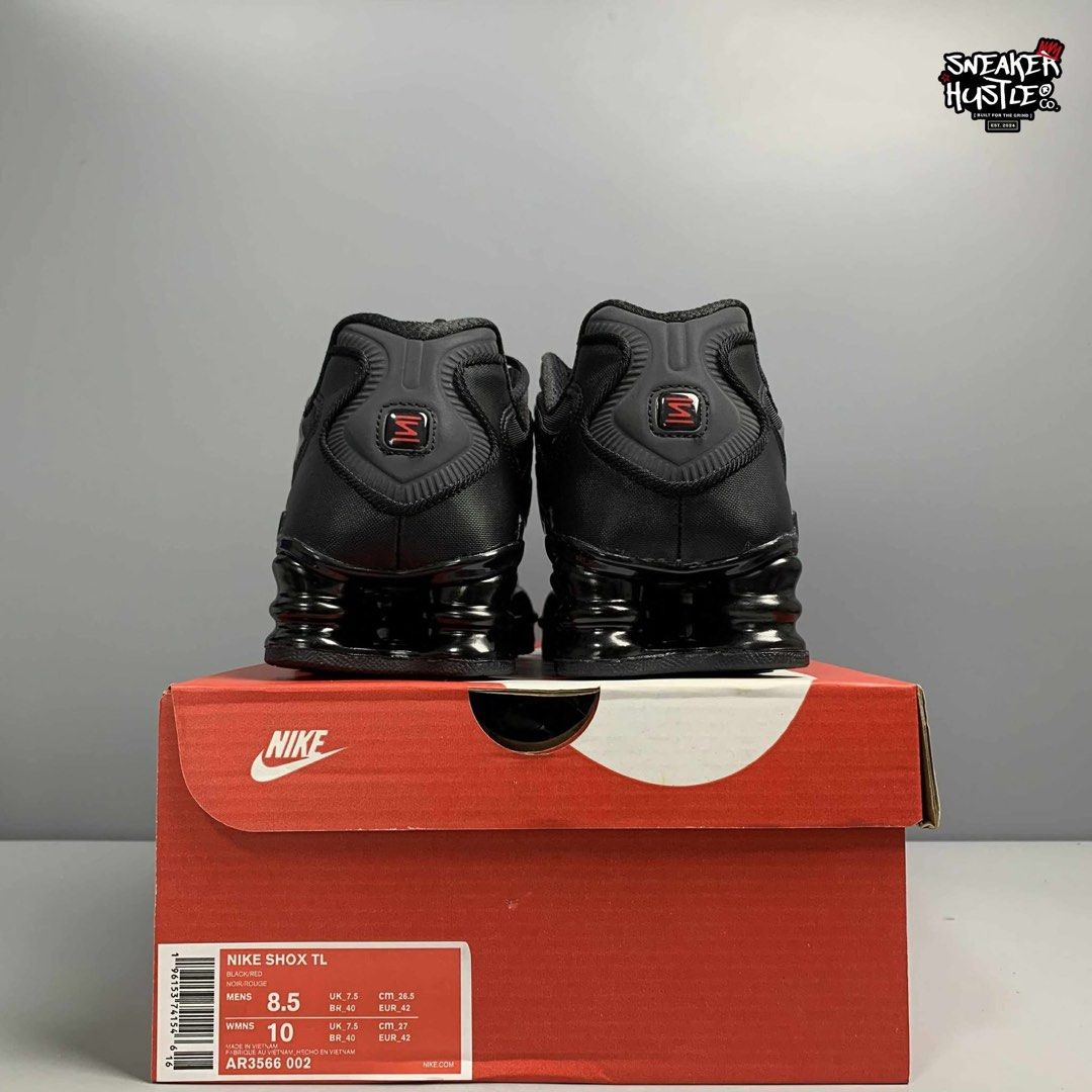 Nike Shox TL Black (Category: Sneakers) located in Quezon City. Submitted by jsneakers-golds (Listing ID 1406600981, Image 2). Description: All sizes available my actual photo posted ✅ Preorder or same day delivery also available Location Quezon City For order minimum downpayment of ₱500 remaining balance can be cod by Lalamove or Lbc Accepted payment is gcash or bank Or cash on delivery accepted ☑️ Message me for order 📥📨.