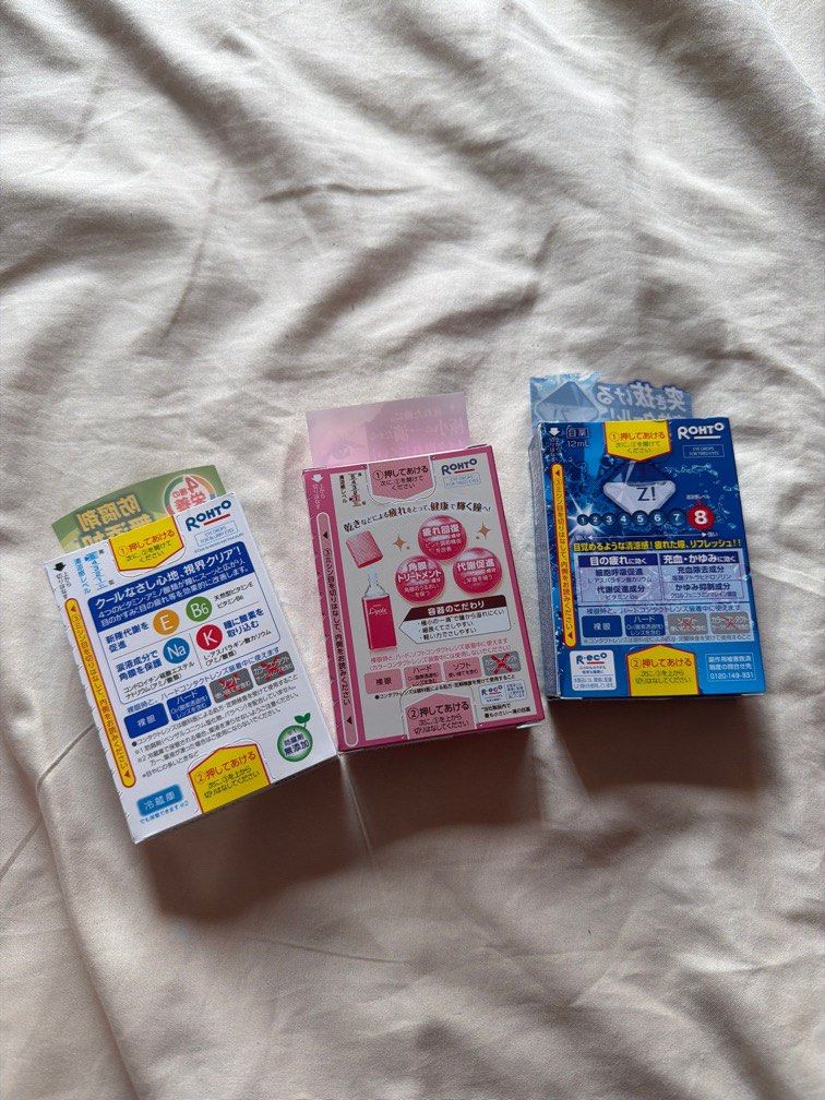 Rohto eyedrops (Category: Vision Care) located in Quezon City. Submitted by nyeli (Listing ID 1406497062, Image 2). Description: Rohto blue - 150 Rohto Z - 250 Rohto lycee - 300.