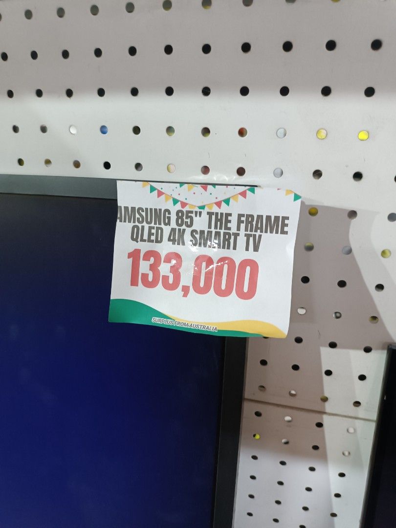 Samsung 85" THE FRAME QLED 4K SMART TV (Category: TV) located in Muntinlupa City. Submitted by aussiesurplus (Listing ID 1406492416, Image 3). Description: SHOP & SAVE Australian Surplus: LOOK FOR GENESSA #30 Kengi Marketing RMT Industrial Complex Tunasan Muntinlupa 📍Pin on GOOGLE MAP or WAZE: Shop and Save Australian Surplus RETAIL 🕣Store hours: 8:30am to 5:30pm ✅OPEN: Monday to Saturday 🔒CLOSED: Sunday.