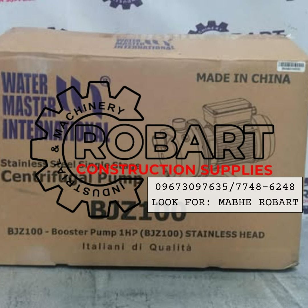 Self Priming Booster Pump 1HP (Category: Cleaning Tools & Supplies) located in Caloocan City. Submitted by robartmari68459 (Listing ID 1406522396, Image 3). Description: Self Priming Booster Pump 1HP Model: BJZ100 Brand: Water Master International 𝚁𝙾𝙱𝙰𝚁𝚃 𝙲𝙾𝙽𝚂𝚃𝚁𝚄𝙲𝚃𝙸𝙾𝙽 𝚂𝚄𝙿𝙿𝙻𝙸𝙴𝚂 𝙾𝚏𝚏𝚒𝚌𝚎 𝙰𝚍𝚍𝚛𝚎𝚜𝚜: 𝟷𝟺𝟶𝟻 𝚈𝚞𝚜𝚎𝚌𝚘 𝚂𝚝. 𝚂𝚝𝚊 𝙲𝚛𝚞𝚣 𝙼𝚊𝚗𝚒𝚕𝚊 𝚂𝙴𝙽𝙳 𝚄𝚂 𝙼𝙴𝚂𝚂𝙰𝙶𝙴 𝙵𝙾𝚁 𝙸𝙽𝚀𝚄𝙸𝚁𝙸𝙴𝚂 𝙶𝚕𝚋