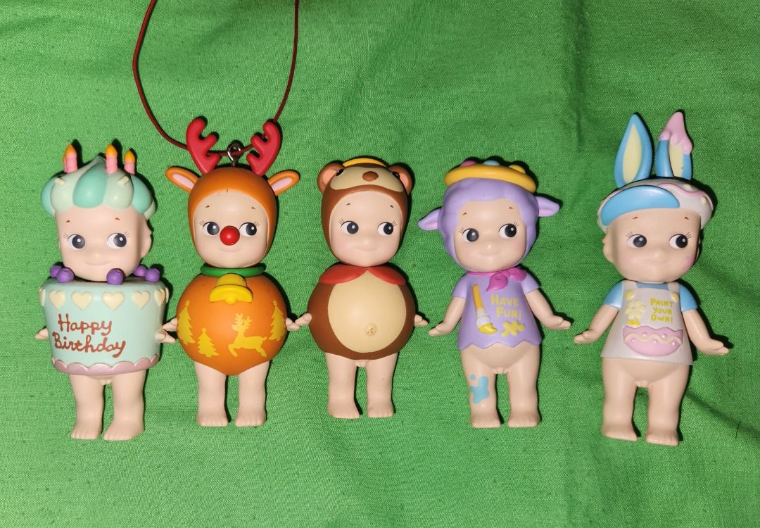 Sonny Angel Figurines - Assorted (Category: Designer & Blind Box Toys) located in Manila. Submitted by ottovrse66337 (Listing ID 1406508044, Image 1). Description: - Set of Sonny Angel figurines - Includes: Birthday cake, reindeer, bear, sheep, and easter bunny - Each figurine has unique designs - Small and cute, great for display - Ideal for collectors.