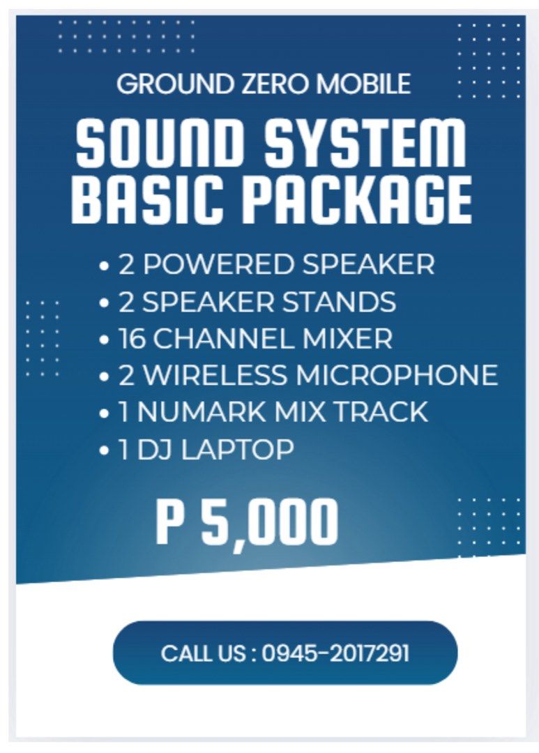 Sound System - Rent (Category: Soundbars, Speakers & Amplifiers) located in Quezon City. Submitted by ItsAGreatDeal (Listing ID 1406487684, Image 1). Description: - 2 Powered Speakers - 2 Speaker Stands - 16-Channel Mixer - 2 Wireless Microphones - Numark Mix Track DJ Controller - DJ Laptop Perfect for events and personal use. Contact us for details..