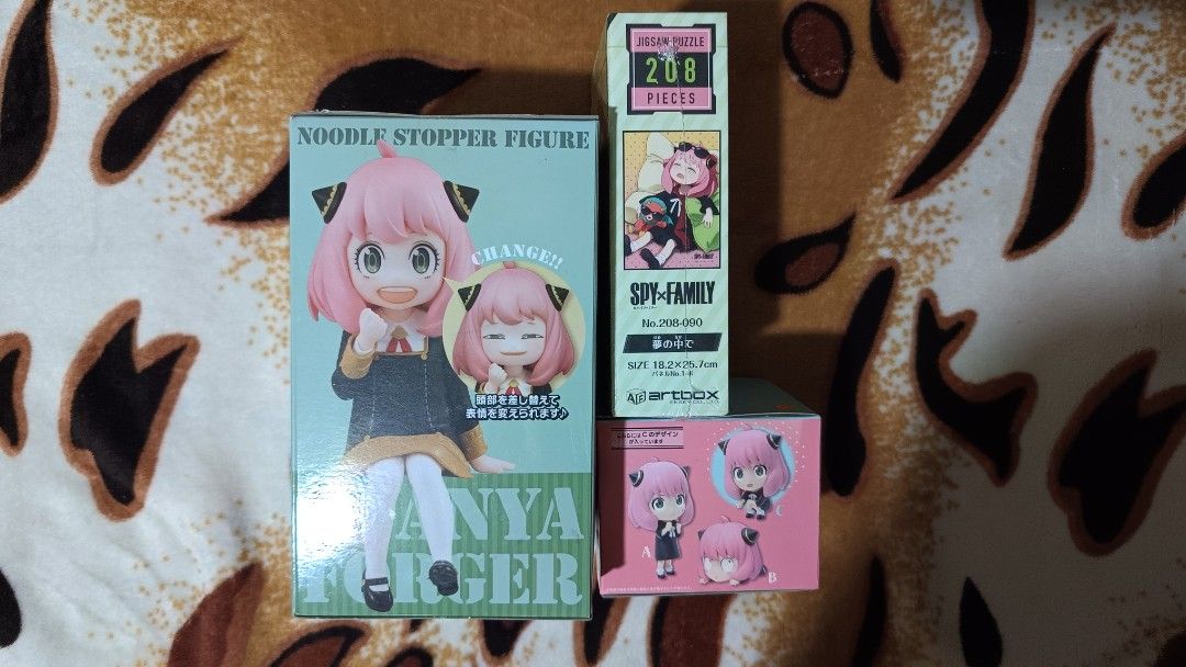 Spy x Family Anya Bundle (Category: Designer & Blind Box Toys) located in Caloocan City. Submitted by rogeshop (Listing ID 1406612025, Image 2). Description: Spy x Family Anya Bundle All MISB - Anya Noodle Stopper Figure - Anya Crouch Figure - Anya Jigsaw Puzzle Strictly selling as set only thank you. Location: North Caloocan MOP: Gcash Available for same day delivery or LBC COP.