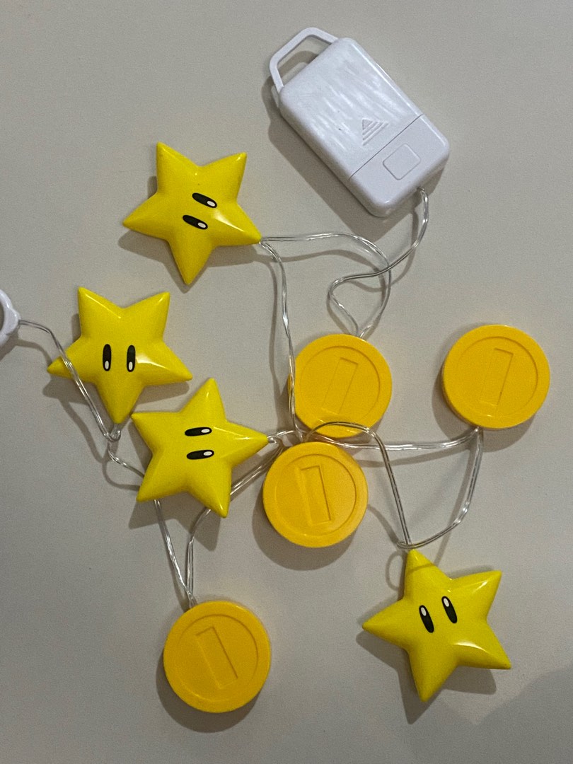 Super Mario Star and Coin String Lights, Furniture & Home Living, Home ...