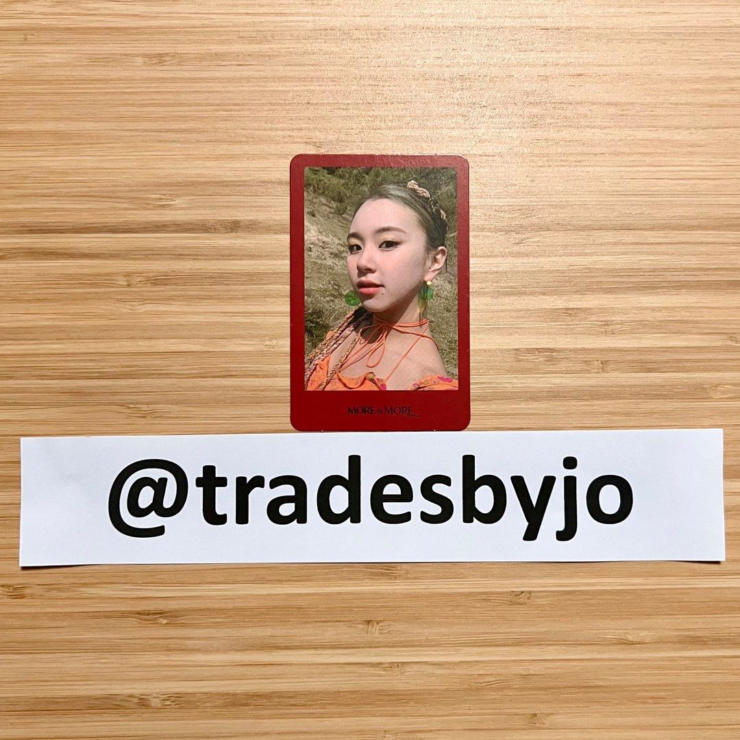 TWICE Chaeyoung More & More Album Photocard | Red Border version PC (Category: K-Wave Merchandise) located in Cabanatuan. Submitted by tradesbyjo (Listing ID 1406549606, Image 1). Description: All items are authentic, official, on-hand, and ready to ship! Actual photos are posted. Prices: • PF & HF included in the price; negotiable — feel free to send your best offer via DM. Inclusions: • Selected item • Protective sleeve Item Condition: Minor im