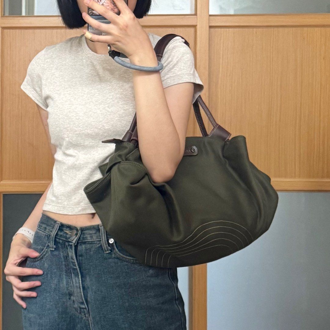 台灣原創品牌 Made in Luka 真皮帆布托特包 台灣製 帆布包 真皮提把 托特包 墨綠 森林綠 帆布袋, 她的時尚, 包包、錢包 ...